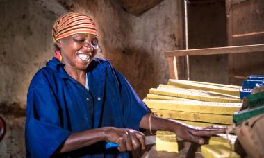 woman cutting food